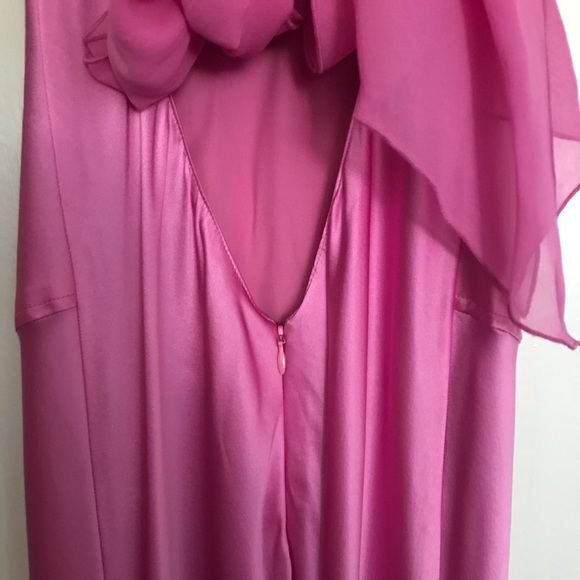 Long floor-length Evening Gown. Satin & Chiffon. - Picture 4 of 9